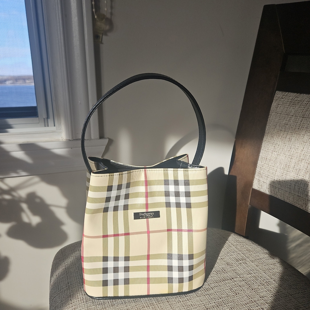 Burberry Beige and Black Check Shoulder Bag